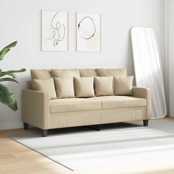 vidaXL Canap&eacute; &agrave; 2 places Cr&egrave;me 140 cm Tissu
