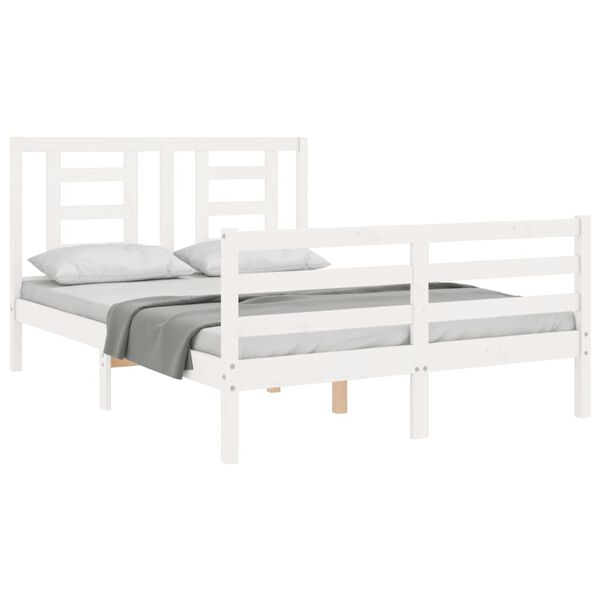 vidaXL Cadre de lit sans matelas blanc 140x190 cm bois massif