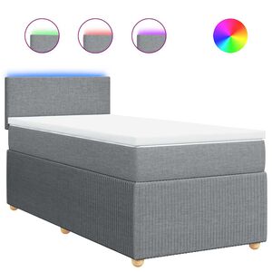vidaXL Sommier &agrave; lattes de lit avec matelas gris clair 80x200 cm tissu