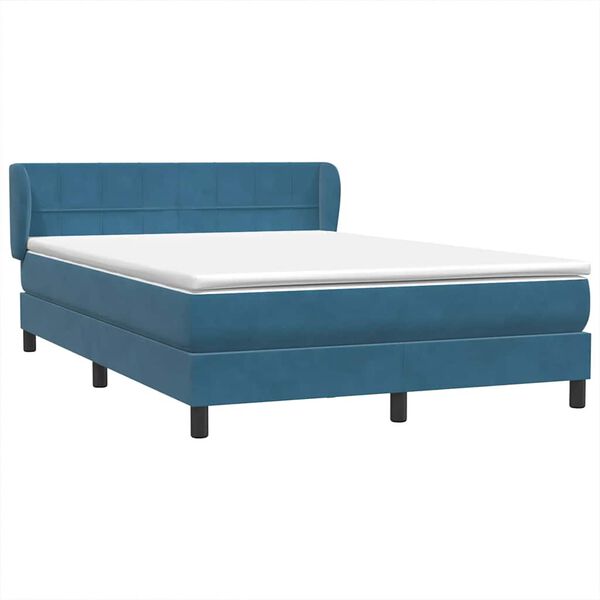 vidaXL Sommier &agrave; lattes de lit et matelas bleu fonc&eacute; 140x220cm velours