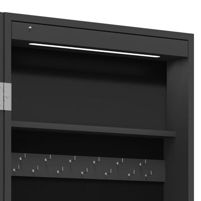 vidaXL Armoire à bijoux miroir avec lumières LED sur pied noir