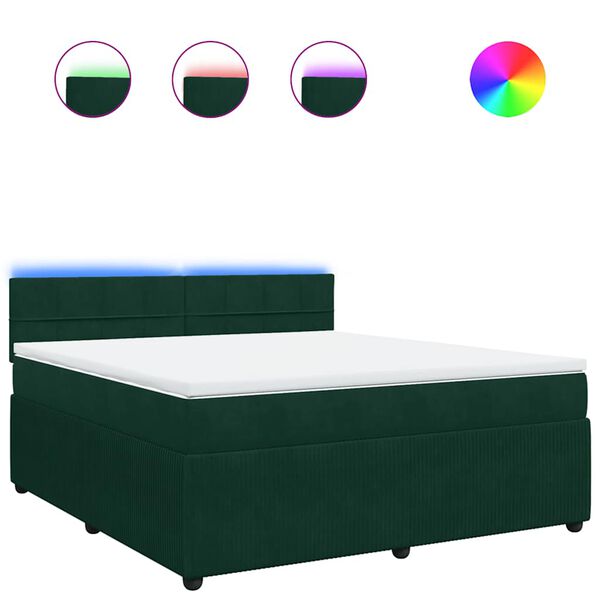 vidaXL Sommier &agrave; lattes de lit et matelas Vert fonc&eacute; 180x200cm Velours