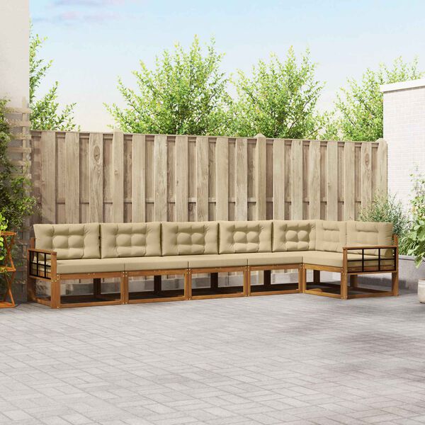 vidaXL Ensemble de canap&eacute;s d'ext&eacute;rieur 6 pcs Naturel et Beige