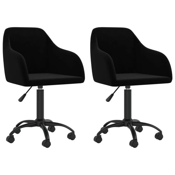 vidaXL Chaises pivotantes &agrave; manger lot de 2 noir velours