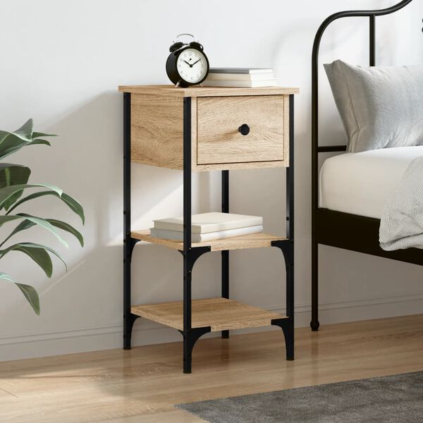 vidaXL Table de chevet ch&ecirc;ne sonoma 34x36x70 cm bois d'ing&eacute;nierie