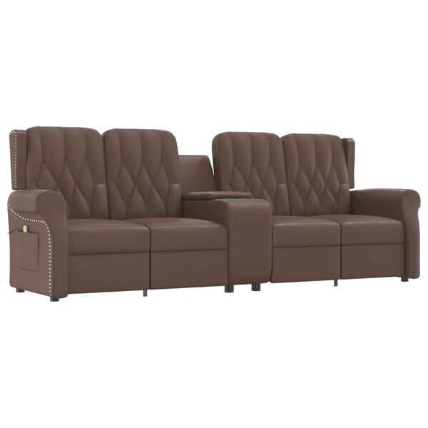 vidaXL Fauteuil inclinable porte-gobelets 4 places marron similicuir
