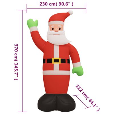 vidaXL Père Noël gonflable avec LED 370 cm