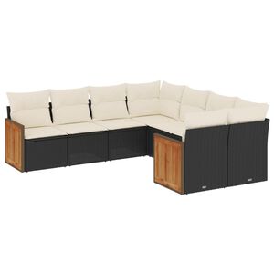 vidaXL Salon de jardin 8 pcs avec coussins noir r&eacute;sine tress&eacute;e