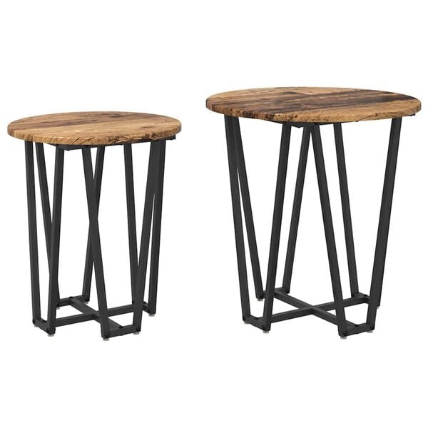 vidaXL Ensemble de tables d'appoint 2 pcs Bois ancien et noir