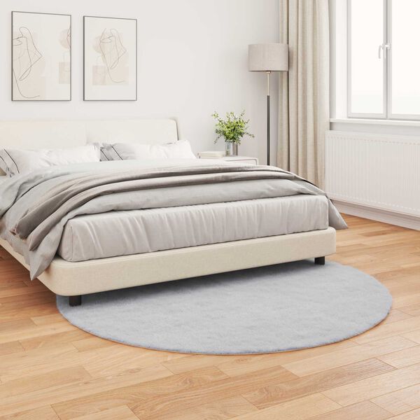 vidaXL Tapis en Fourrure Synth&eacute;tique de Lapin Olite Gris &Oslash; 200 cm