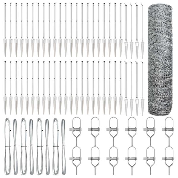 vidaXL Poteau de clôture. Argenté 100 x 1 m (50 mm de maillage) Acier