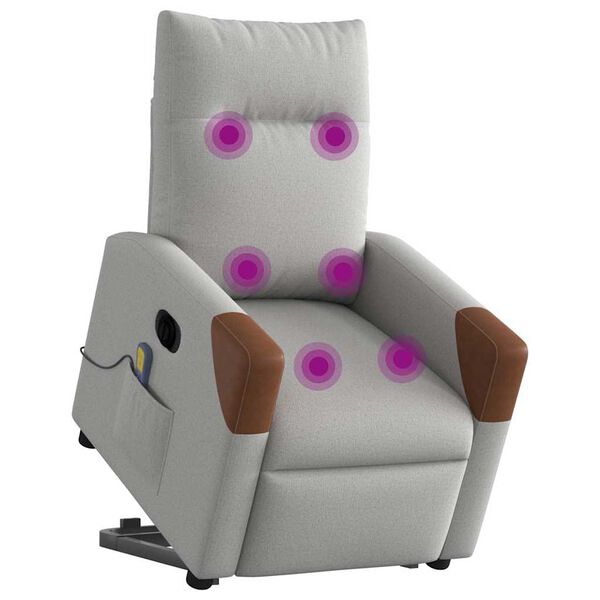 vidaXL Fauteuil inclinable de massage &eacute;lectrique gris nuage tissu