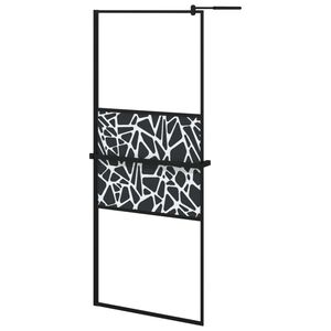 vidaXL Paroi de douche avec &eacute;tag&egrave;re Noir 80x195 cm Verre ESG&Aluminium