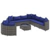 vidaXL Salon de jardin avec coussins 10 pcs gris r&eacute;sine tress&eacute;e