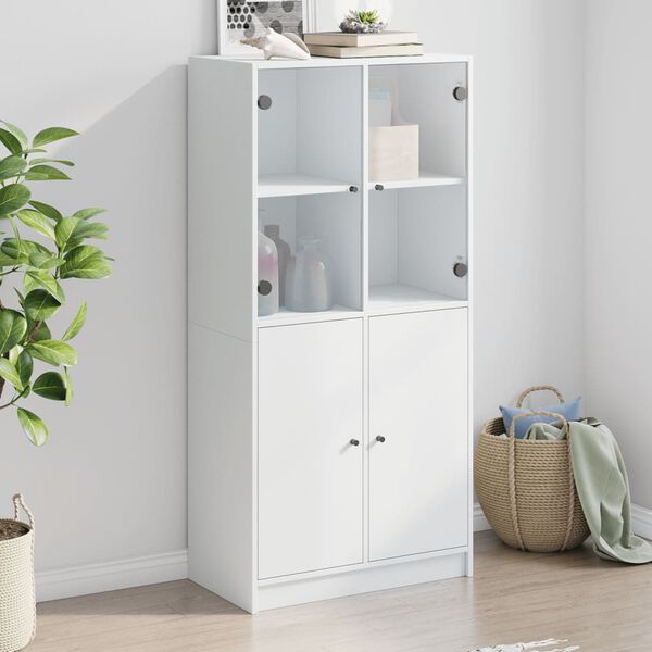 vidaXL Buffet haut avec portes blanc 68x37x142 cm bois d'ing&eacute;nierie