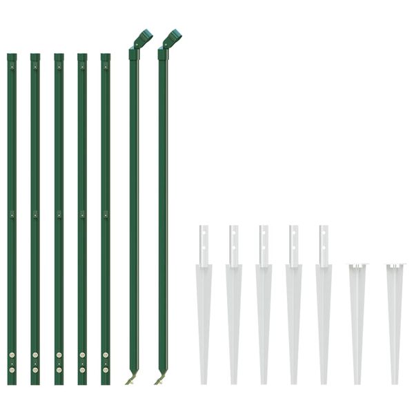 vidaXL Cl&ocirc;ture en treillis m&eacute;tallique et piquet d'ancrage vert 1x10m