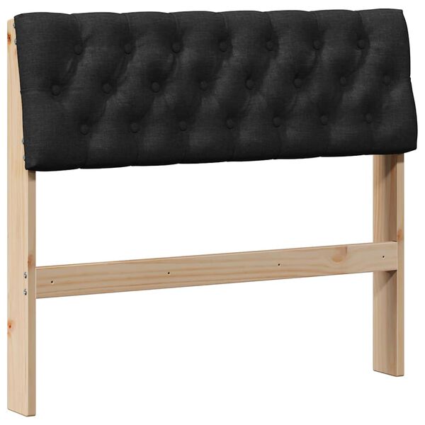 vidaXL T&ecirc;te de lit capitonn&eacute;e Noir 90 cm Pin massif