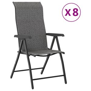 vidaXL Chaises pliables de jardin lot de 8 gris r&eacute;sine tress&eacute;e