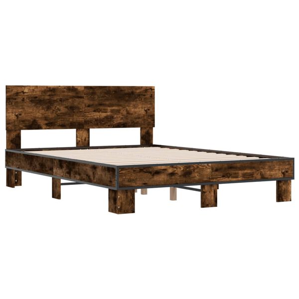 vidaXL Cadre de lit sans matelas ch&ecirc;ne fum&eacute; 140x200 cm