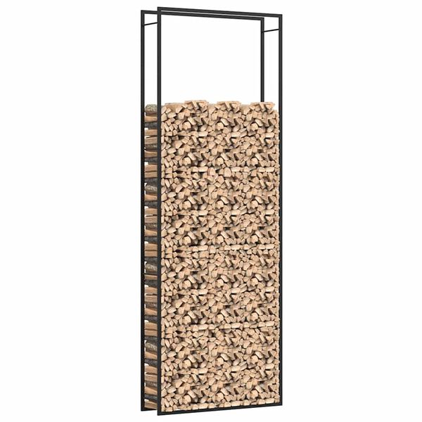 vidaXL Portant de bois de chauffage Noir mat 110x28x312 cm Acier
