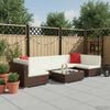 vidaXL Salon de jardin 7 pcs avec coussins R&eacute;sine tress&eacute;e Marron