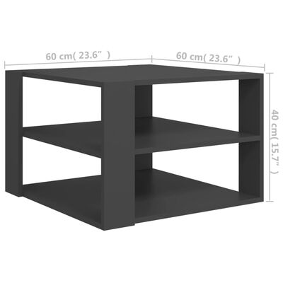 vidaXL Table basse Gris 60x60x40 cm Aggloméré