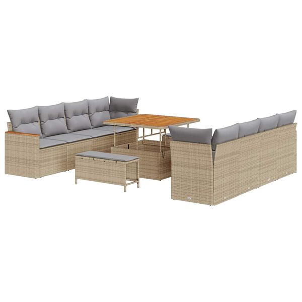 vidaXL Ensemble de canap&eacute; de jardin 12 pcs Beige polyrotin