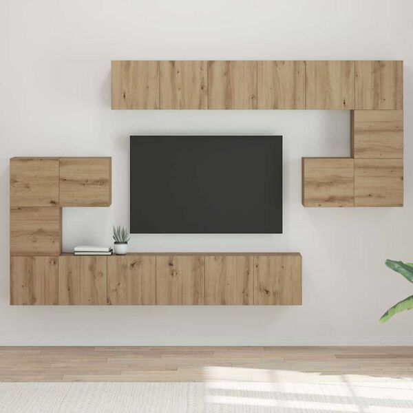 vidaXL Ensemble meuble TV 10 pcs Ch&ecirc;ne artisanal Bois d'ing&eacute;nierie