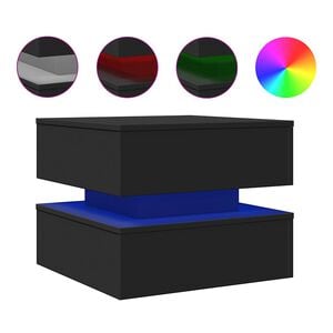 vidaXL Table basse avec lumi&egrave;res LED noir 50x50x40 cm