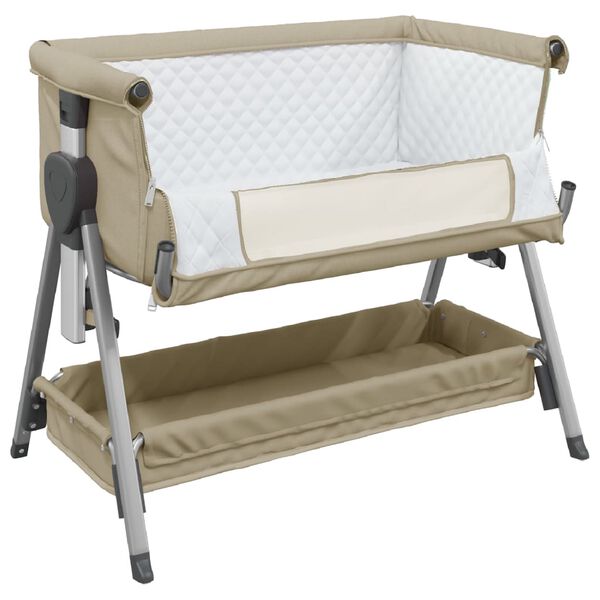 vidaXL Lit pour b&eacute;b&eacute; avec matelas Taupe Tissu de lin