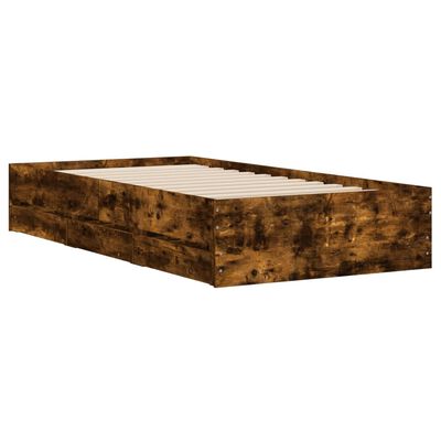 vidaXL Cadre de lit avec tiroirs sans matelas chêne fumé 90x200 cm