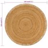 vidaXL Tapis tress&eacute; avec bord ondul&eacute; 120 cm Jute Rond