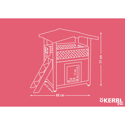 Kerbl Maison à chat chauffée 4-saisons Deluxe 88x57x77 cm Marron foncé