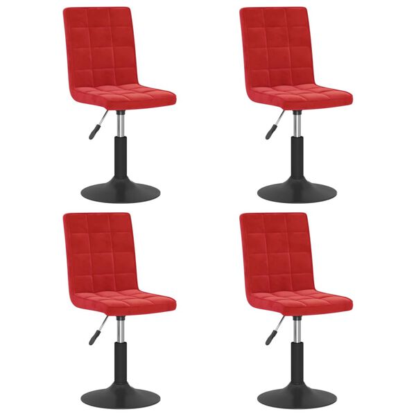 vidaXL Chaises &agrave; manger pivotantes lot de 4 rouge bordeaux velours