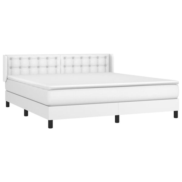 vidaXL Sommier &agrave; lattes de lit avec matelas Blanc 160x200cm Similicuir