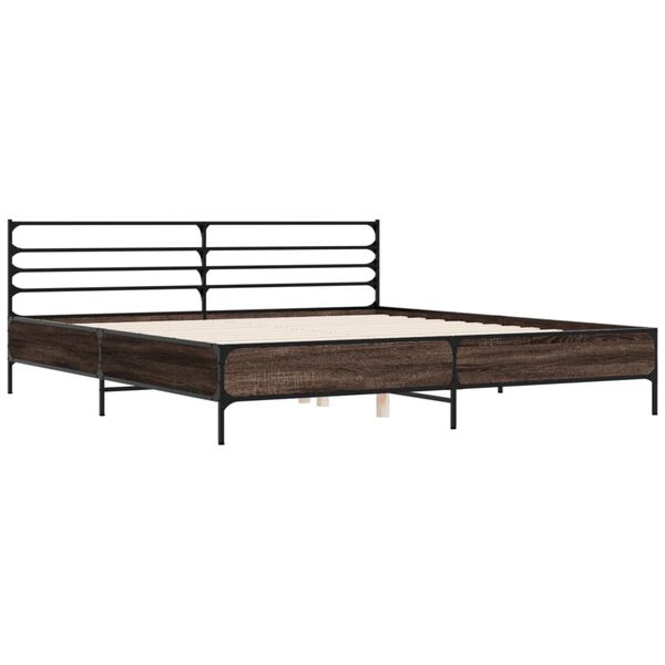 vidaXL Cadre de lit sans matelas ch&ecirc;ne marron 200x200 cm