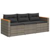 vidaXL Canap&eacute; de jardin avec coussins 3 places gris r&eacute;sine tress&eacute;e
