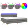 vidaXL Sommier &agrave; lattes de lit et matelas et LED Gris fonc&eacute; 200x200 cm