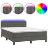 vidaXL Sommier &agrave; lattes de lit avec matelas LED Gris fonc&eacute; 140x190 cm