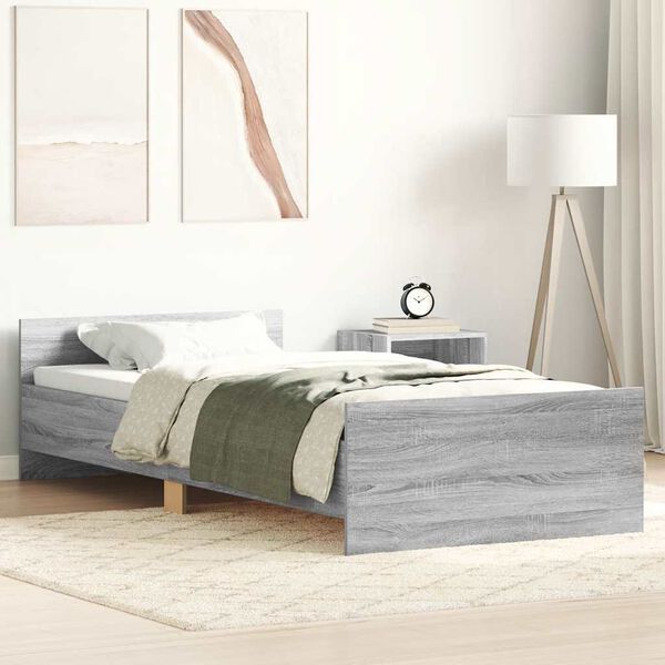 vidaXL Cadre de lit sans matelas sonoma gris 100x200 cm