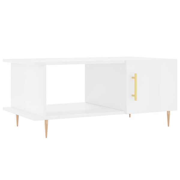 vidaXL Table basse Blanc brillant 90x50x40 cm Bois d'ingénierie