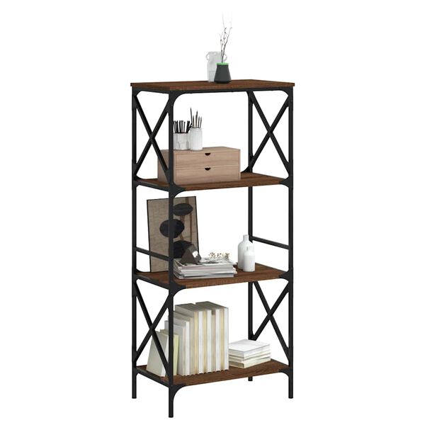vidaXL Biblioth&egrave;que 4 niveaux ch&ecirc;ne brun 59x35x132cm bois d'ing&eacute;nierie
