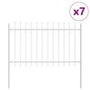vidaXL Clôture de jardin 7 pcs Blanc 11,9 x 1 m Acier revêtu de poudre