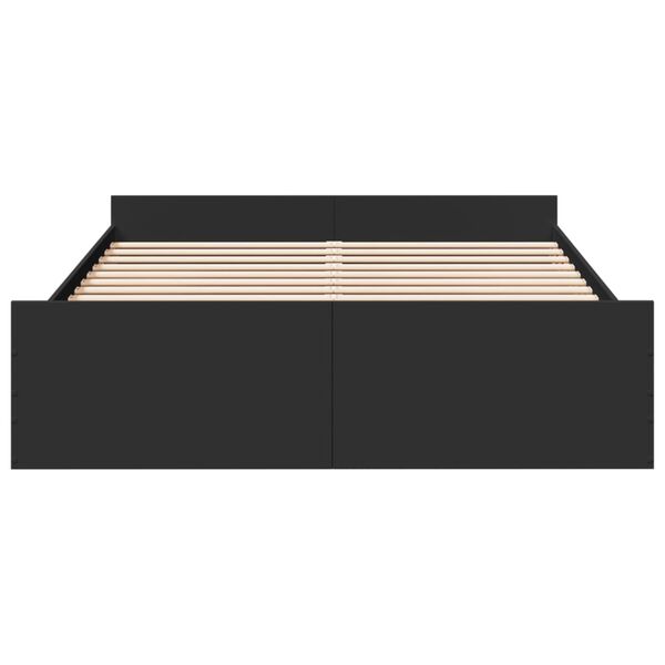 vidaXL Cadre de lit avec tiroirs sans matelas noir 160x200 cm