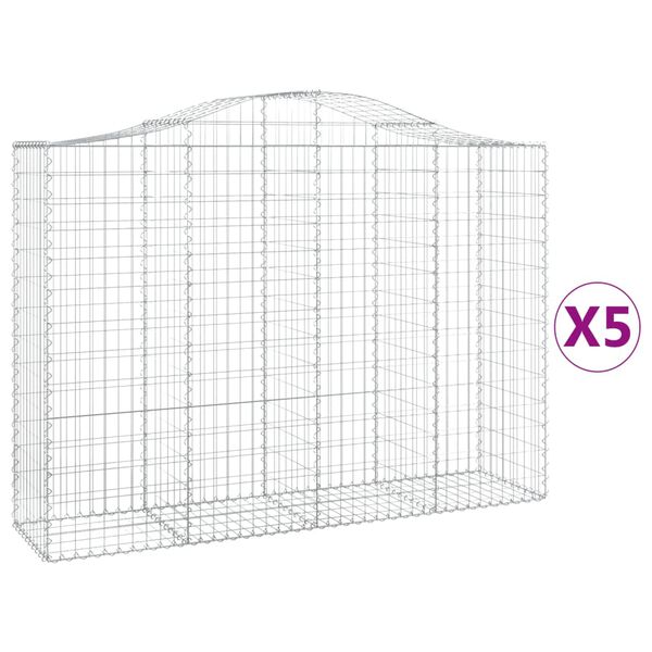 vidaXL Paniers &agrave; gabions arqu&eacute;s 5 pcs 200x50x140/160 cm Fer galvanis&eacute;