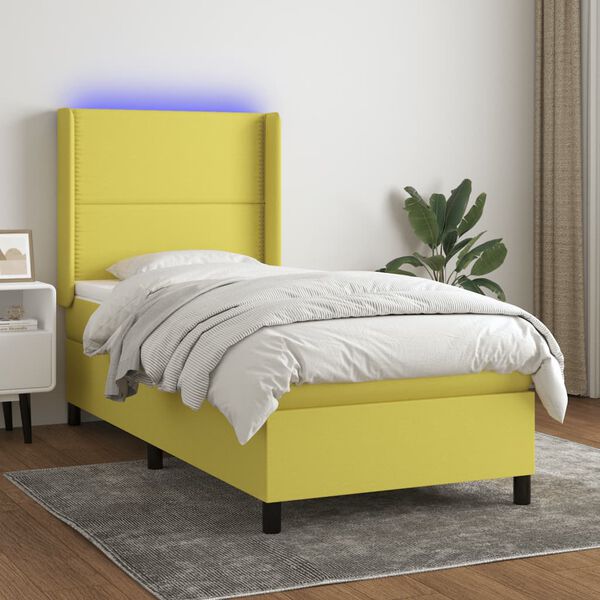 vidaXL Sommier &agrave; lattes de lit matelas LED Vert 80x200cm Tissu