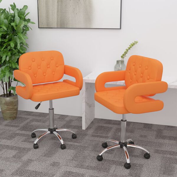 vidaXL Chaises pivotantes &agrave; manger lot de 2 orange similicuir