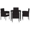 vidaXL Ensemble de salle &agrave; manger pour jardin 5 pcs Noir polyrotin