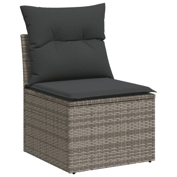 vidaXL Salon de jardin 4 pcs avec coussins gris r&eacute;sine tress&eacute;e