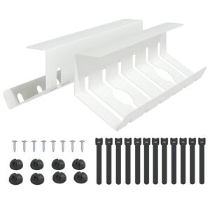 vidaXL Plateau de gestion de c&acirc;bles sous le bureau 2 pc Blanc